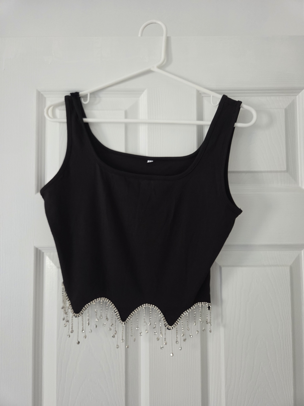 Black Beaded Hem Tank Top - Women